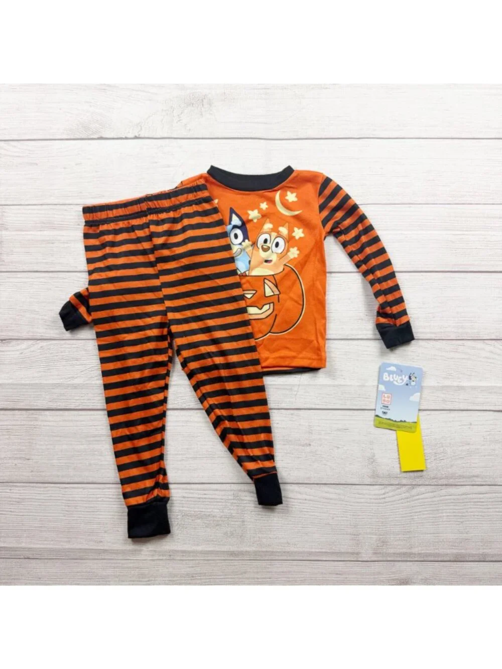 Bluey Toddler Halloween Pajama Set Stripes Pumpkin Graphic NWT 3T